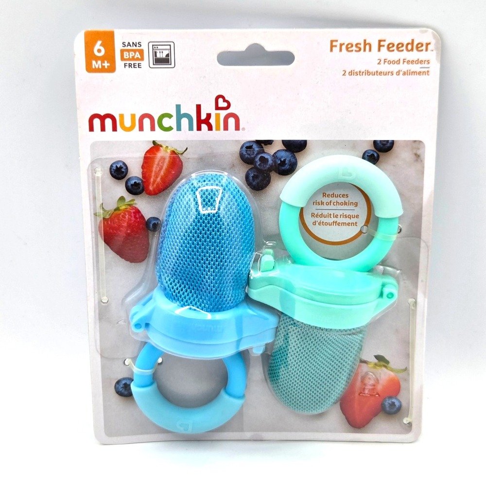 Munchkin Baby Fresh Food and Fruit Mesh‎ Feeder 2-Pack Blue/ Mint Teether